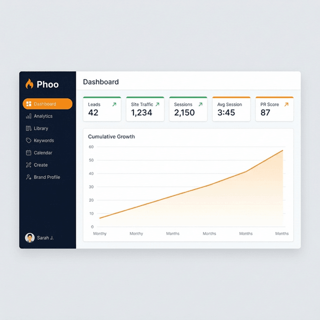 Phoo AI Marketing Platform — full dashboard overview